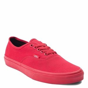 All Red Authentic Style Vans Shoes - Men’s Size 8